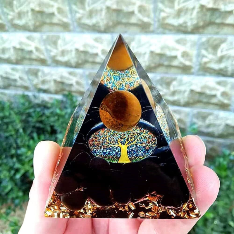 Moonstone Crystal Orgone Pyramid Ogan Crystal Energy Tower Nature Reiki Chakra