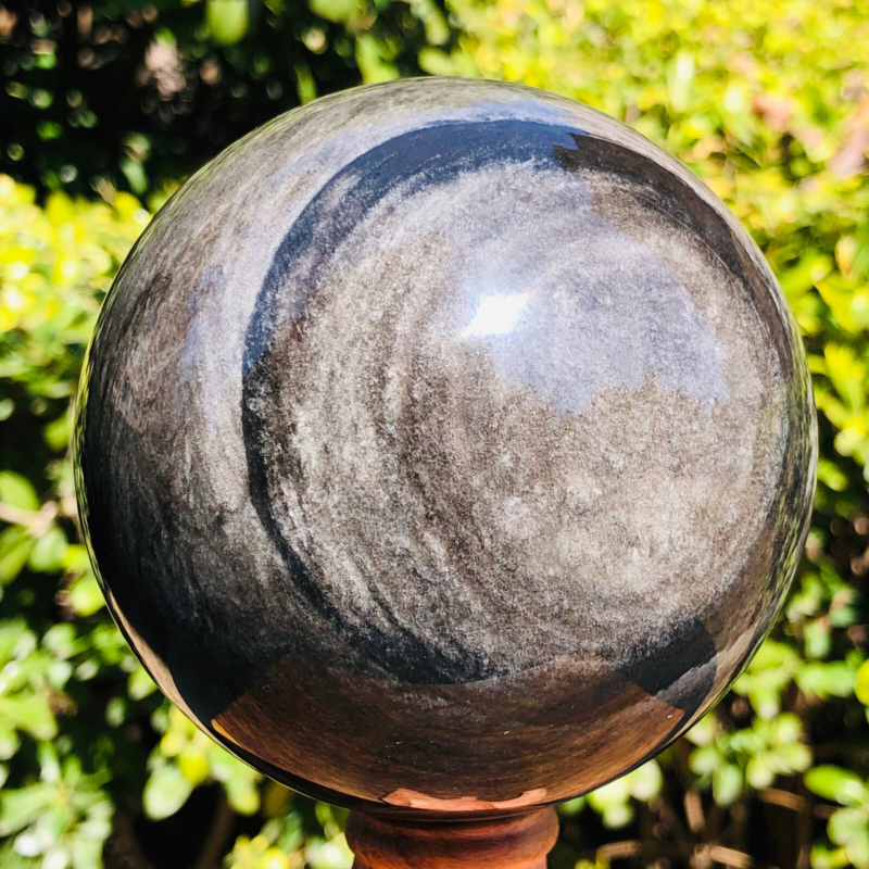 2.5LB TOP Natural Silver Obsidian Sphere Crystal quartz Ball Healing 797