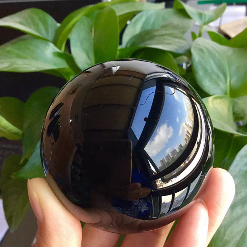 80mm Große Natürliche Schwarze Obsidian Stein Kugel Heilung Quarz Kristall Ball