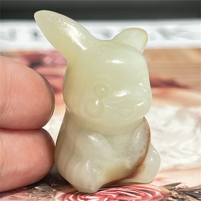 1.5" Natural quartz carved Pikachu skull Quartz crystal skull reiki healing