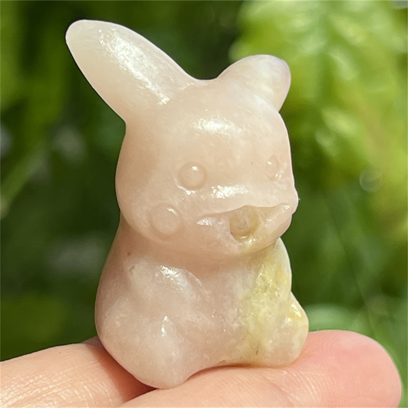 1.5" Natural quartz carved Pikachu skull Quartz crystal skull reiki healing
