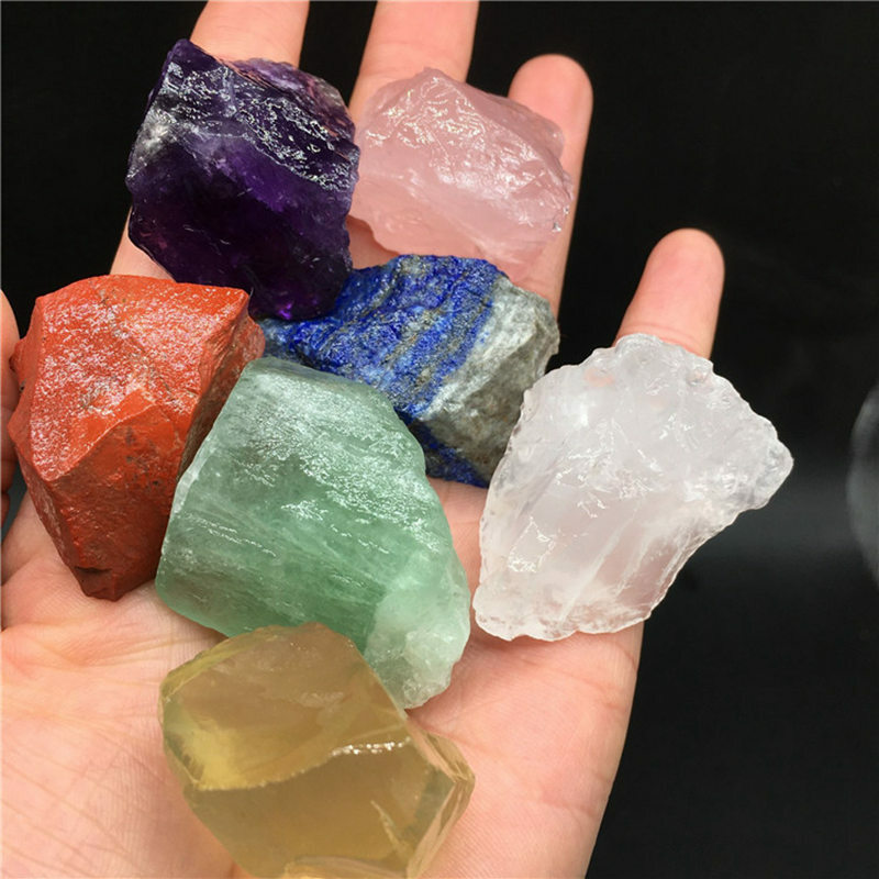 10Sets 7 Chakra Crystal Stone Set Natural Rock Quartz Balance Gemstone W/ Pouch