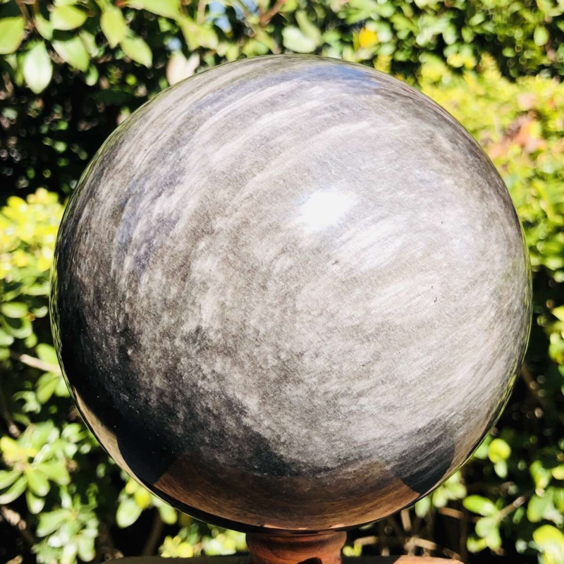 2900G HUGE Natural Silver Obsidian Sphere Crystal quartz Ball Healing 803