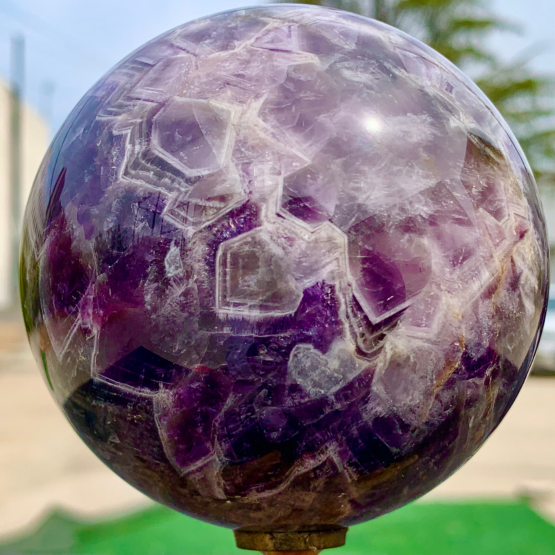 1.76LB Natural beautiful Dream Amethyst Quartz Crystal Sphere Ball Healing
