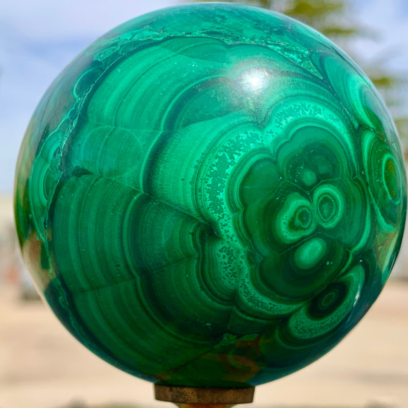 1.34LB Natural malachite egg quartzcrystal energy ball reiki healing