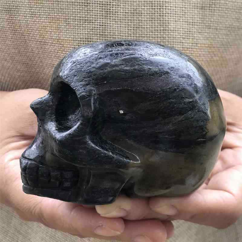 0.56kg Natural black jade quartz skull carved Quartz Crystal skull Healing