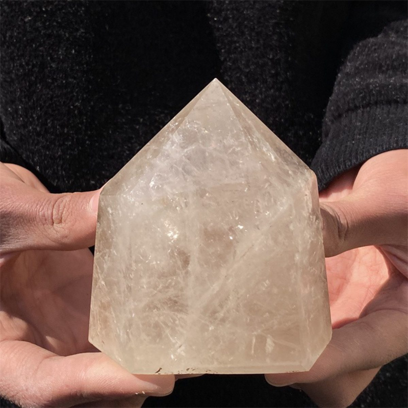 650gNatural White Quartz Obelisk Crystal Wand Point Healing Mineral Stone