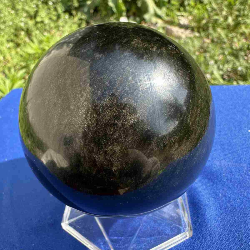 625g natural Gold obsidian sphere quartz crystal polished ball healingg