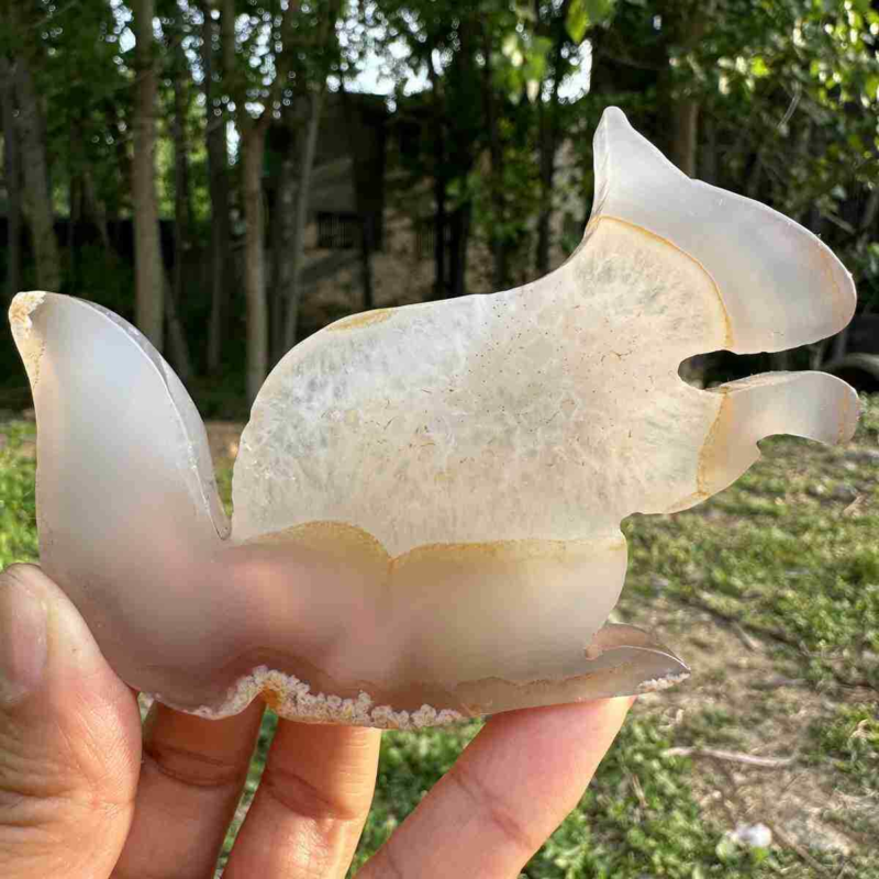 110g natural agate hand carved squirrel skull quartz crystal cluster reiki