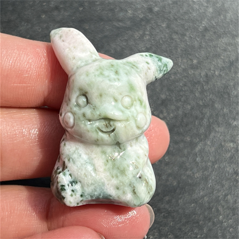 1.5" Natural quartz carved Pikachu skull Quartz crystal skull reiki healing