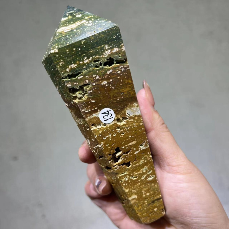 Natuar Ocean Jasper Crystal Obelisk Point Wand Stone Quartz Healing