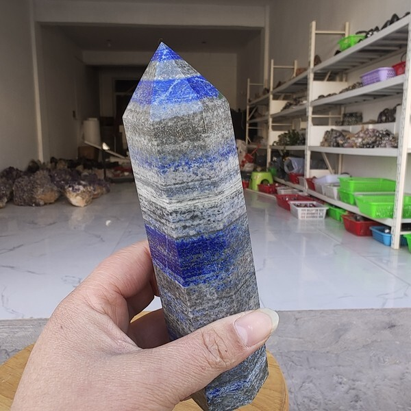 655g Natural Rock Lapis Lazuli Quartz Crystal Stone Point Healing Wand Obelisk