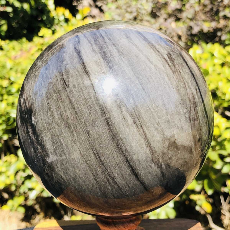 2070G HUGE Natural Silver Obsidian Sphere Crystal quartz Ball Healing 780