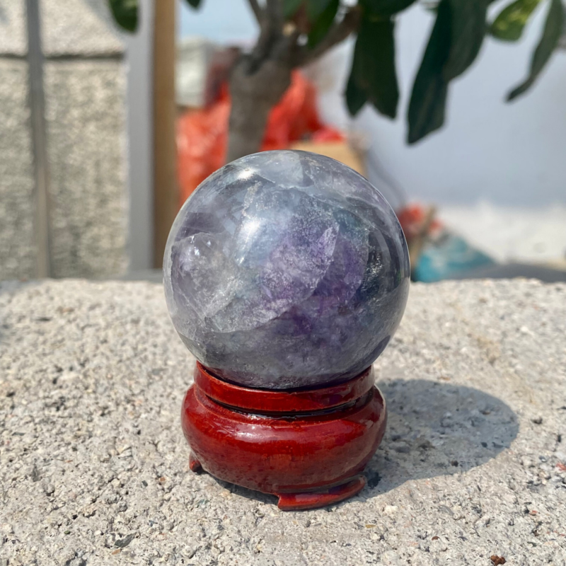 150g Natural Rainbow Fluorite Sphere Quartz Crystal Ball Healing Decor