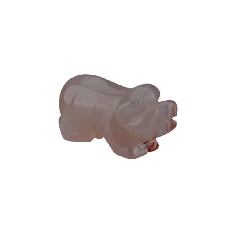 Raw Natural Quartz Crystal Skull Carved Pig Wild Boar Piggy Animal Healing Stone
