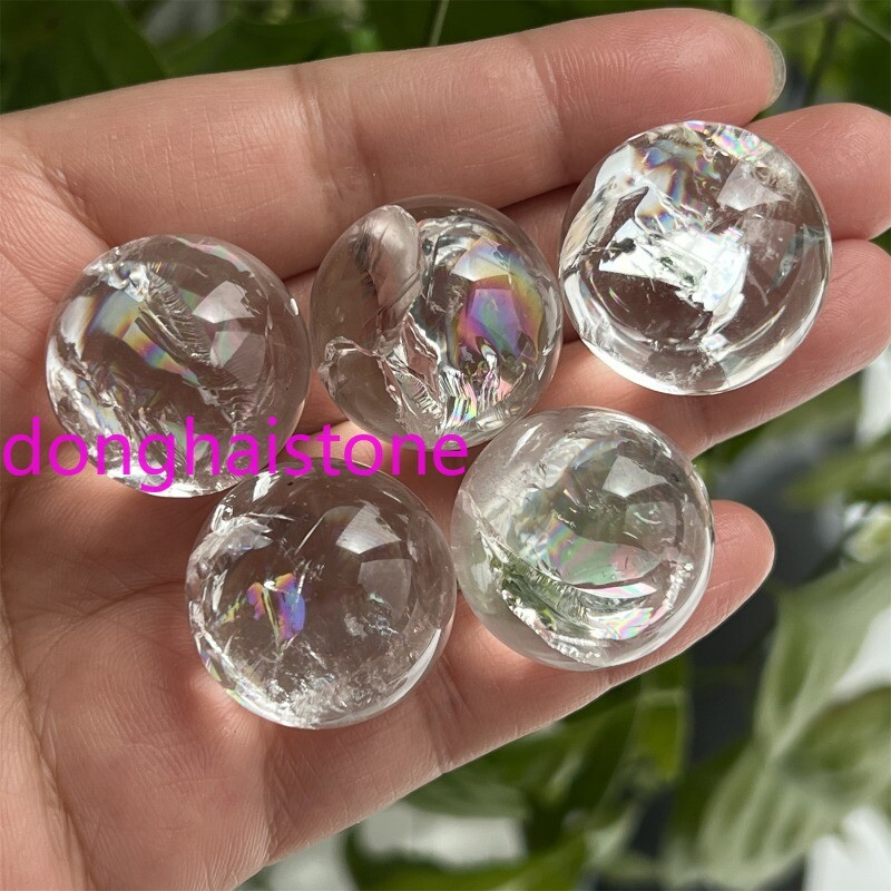 Top 1pc Natural clear Quartz sphere Rainbow Crystal Ball Mineral healing 20mm+
