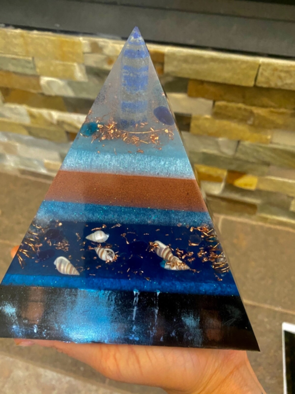 XL 15mm orgonite pyramid large emf protection, meditation, healing, reiki