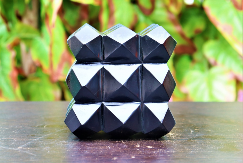 11CM Natural Black Tourmaline Meditation Healing Power Stone 54 Pyramid Cube