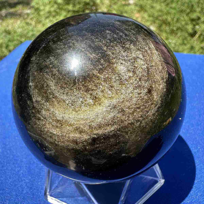 460g natural Gold obsidian sphere quartz crystal polished ball healingg550