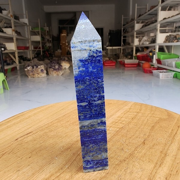 280g Natural Rock Lapis Lazuli Quartz Crystal Stone Point Healing Wand Obelisk