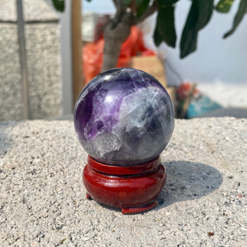 150g Natural Rainbow Fluorite Sphere Quartz Crystal Ball Healing Decor