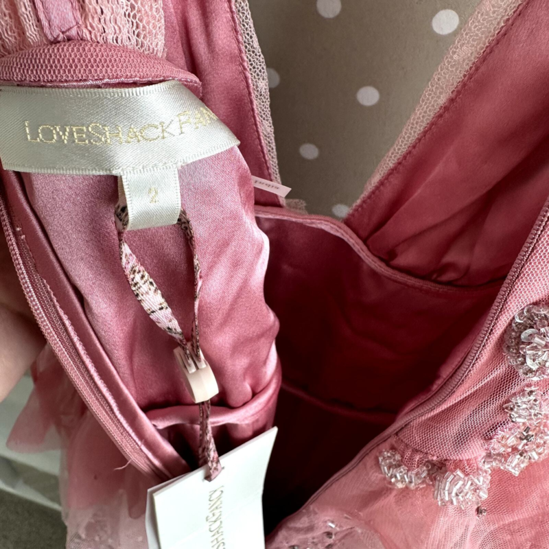 LoveShackFancy NEW NWT Estate Embellished Tiered Ruffle Maxi Dress Sweet Pink