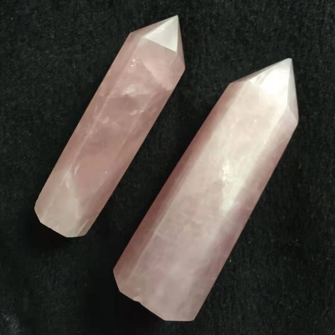 Pink Crystal Hexagonal Prism Pink Crystal Hexagonal Prism Powder Crystal Column Pink Crystal Rough Stone Grinding Crystal Column