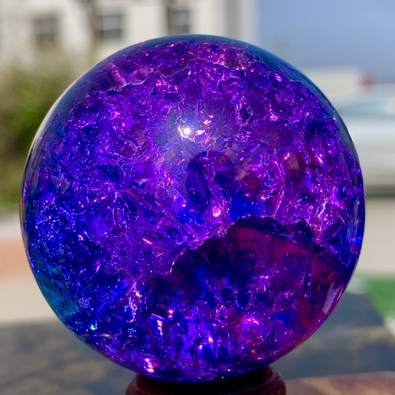 163G Natural Titanium Rainbow Quartz sphere Crystal ball Healing