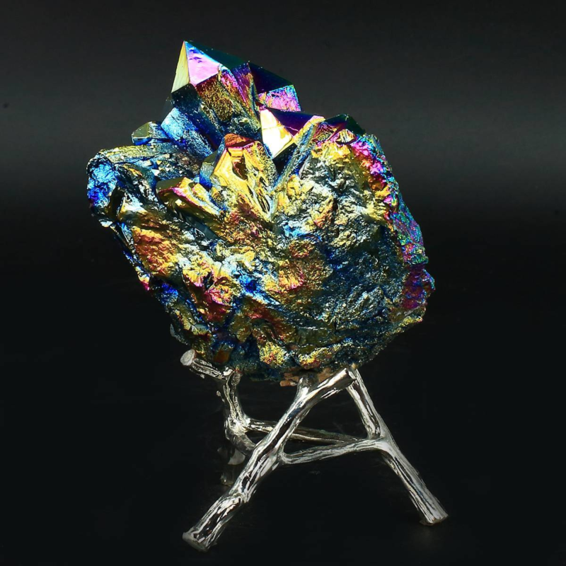 198g Colourful Crystal Cluster Quartz Mineral Specimen Decoration Electroplate