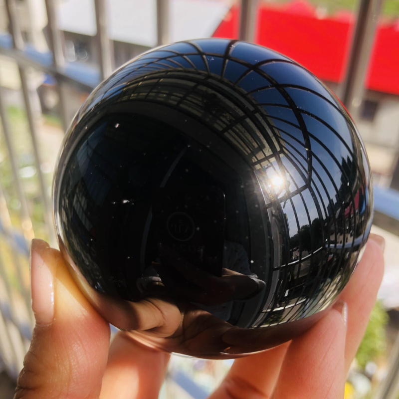 425G Natural obsidian crystal energy ball D659