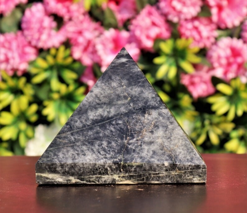 Huge 150MM Natural Black Moonstone Rock Healing Power Metaphysical Aura Pyramid