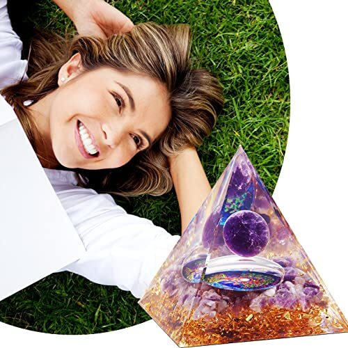 Orgone Pyramid - Orgonite Healing Amethyst Crystal Sphere Amethyst+Tree Of Life