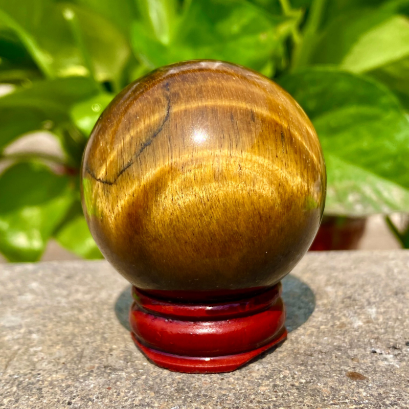 124G Large Natural Tiger Eye Stone Crystal Ball Quartz Healing Sphere Décor