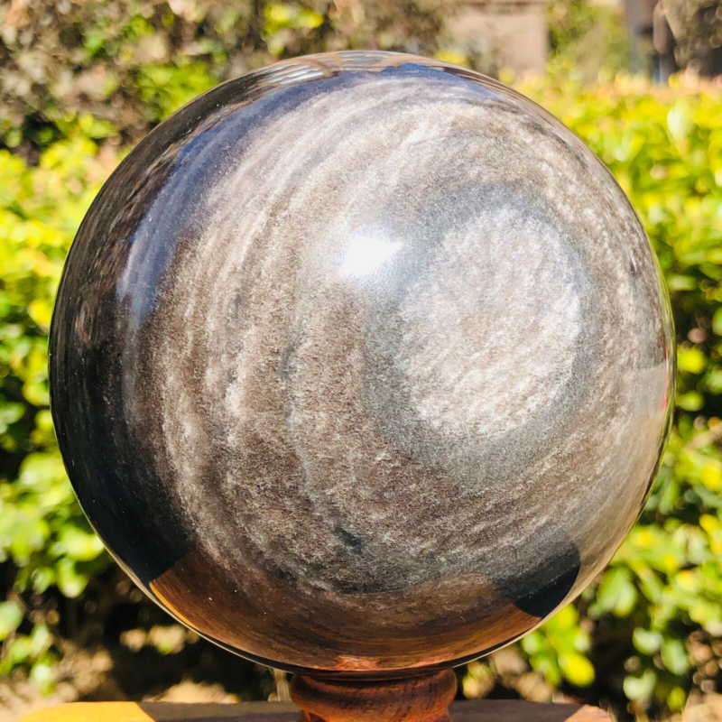 4.55LB Natural Silver Obsidian Sphere Crystal quartz Ball Healing