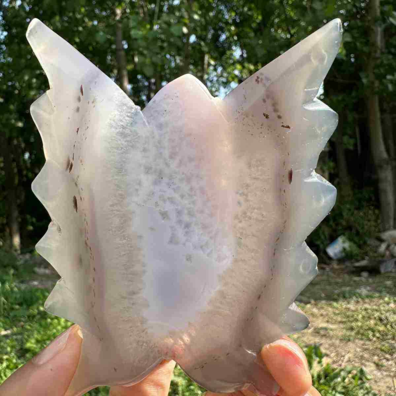 140g natural agate hand carved butterfly skull quartz crystal cluster reiki