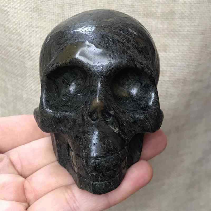 0.49Kg Natural black jade quartz skull carved Quartz Crystal skull Healing