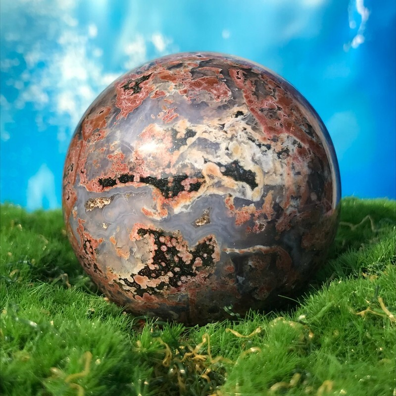 220GRare Natural Ocean Jasper Quartz Ball Crystal Ball Sample Repair