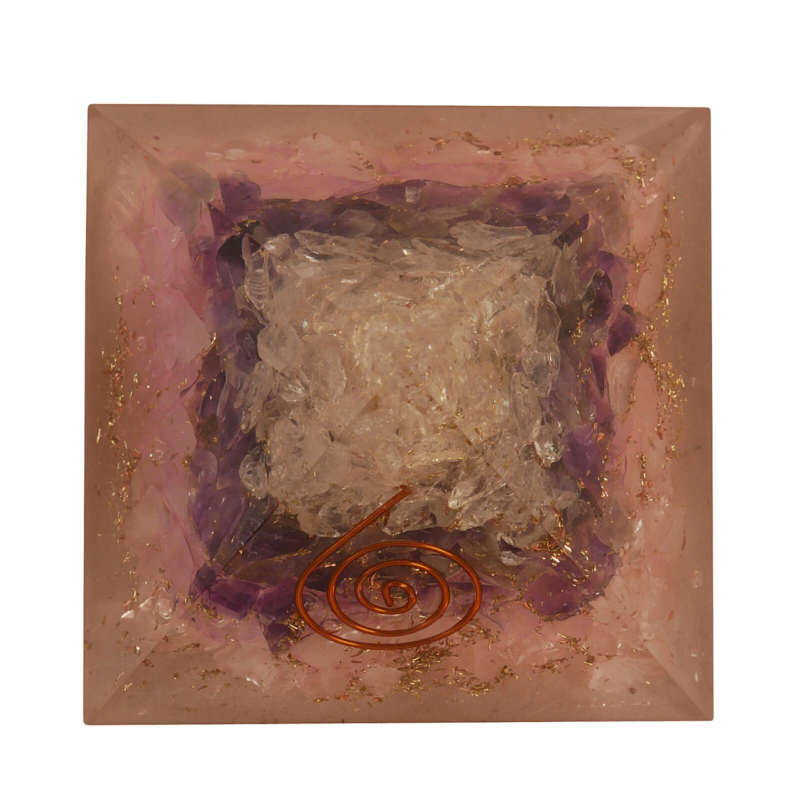 Clear Amethyst Rose Gemstone Orgone Pyramid Stone Energy Free Shipping
