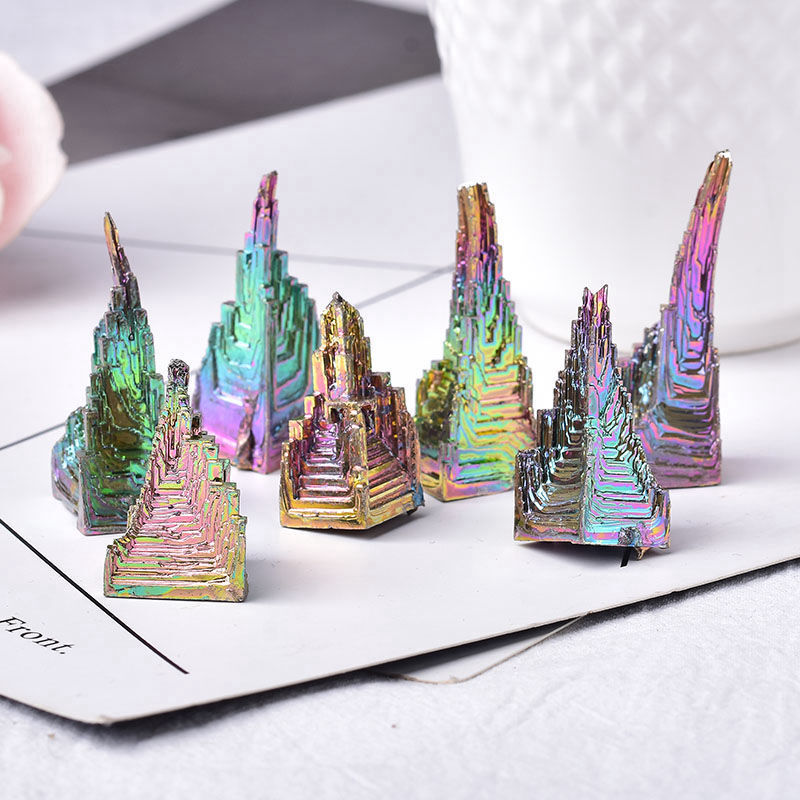 Natural Rainbow Aura Titanium Bismuth Healing Crystal Gemstone Specimens Reiki