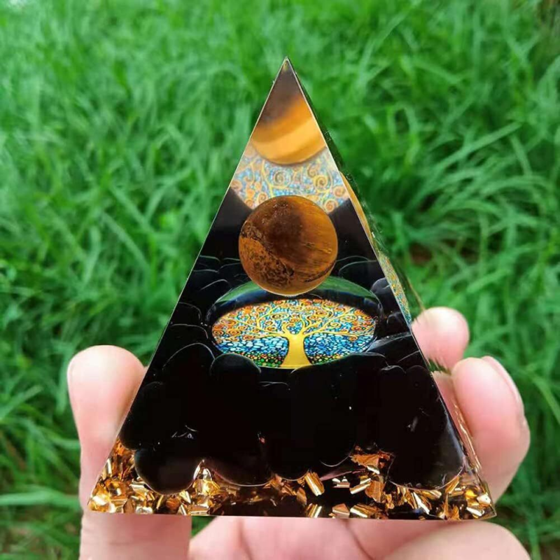 Moonstone Crystal Orgone Pyramid Ogan Crystal Energy Tower Nature Reiki Chakra