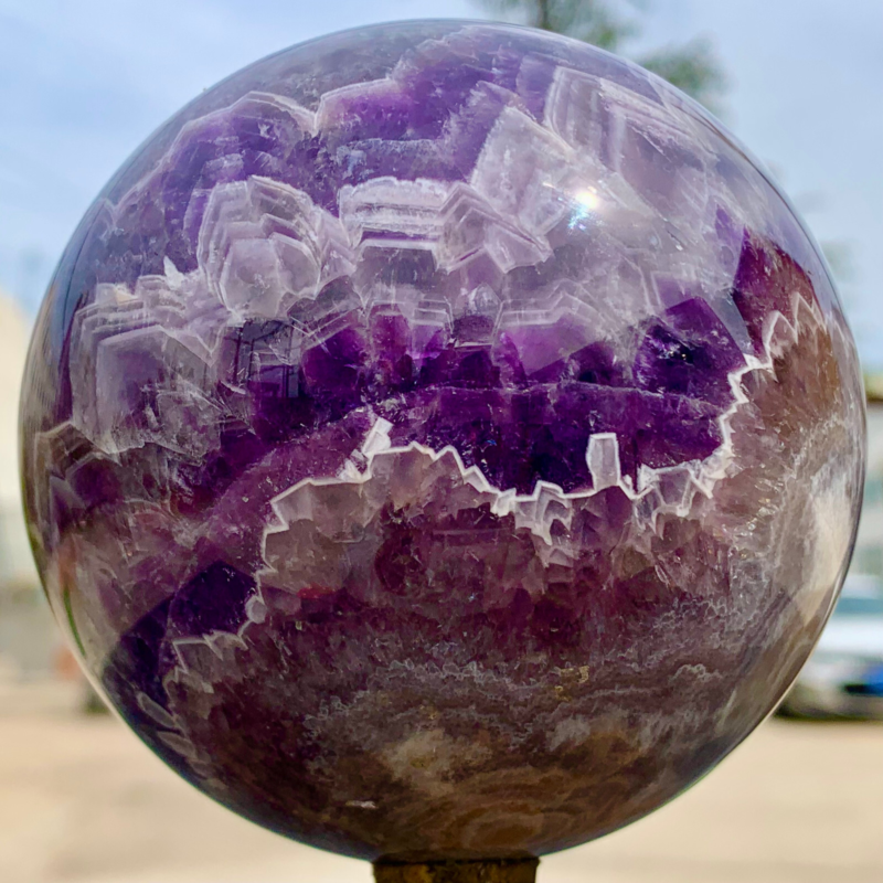 2.39LB Natural beautiful Dream Amethyst Quartz Crystal Sphere Ball Healing