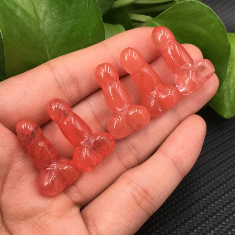 10PCS Red Melting Stone Small Penis Quartz CrystaL Mineral Specimen Reiki Heal
