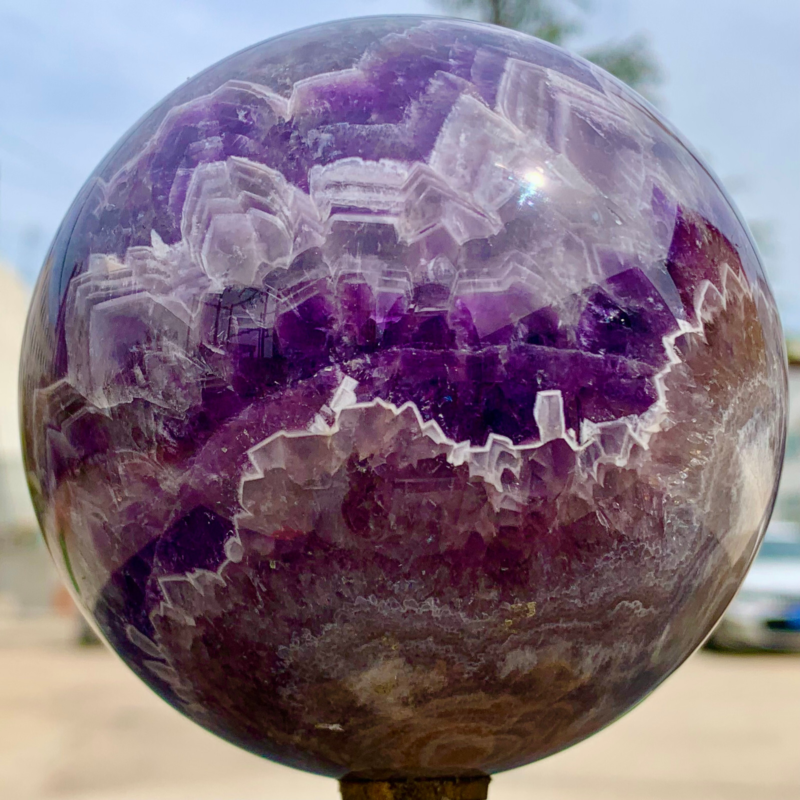 2.39LB Natural beautiful Dream Amethyst Quartz Crystal Sphere Ball Healing