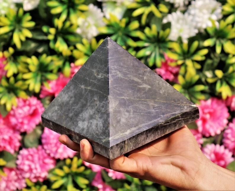 Huge 150MM Natural Black Moonstone Rock Healing Power Metaphysical Aura Pyramid