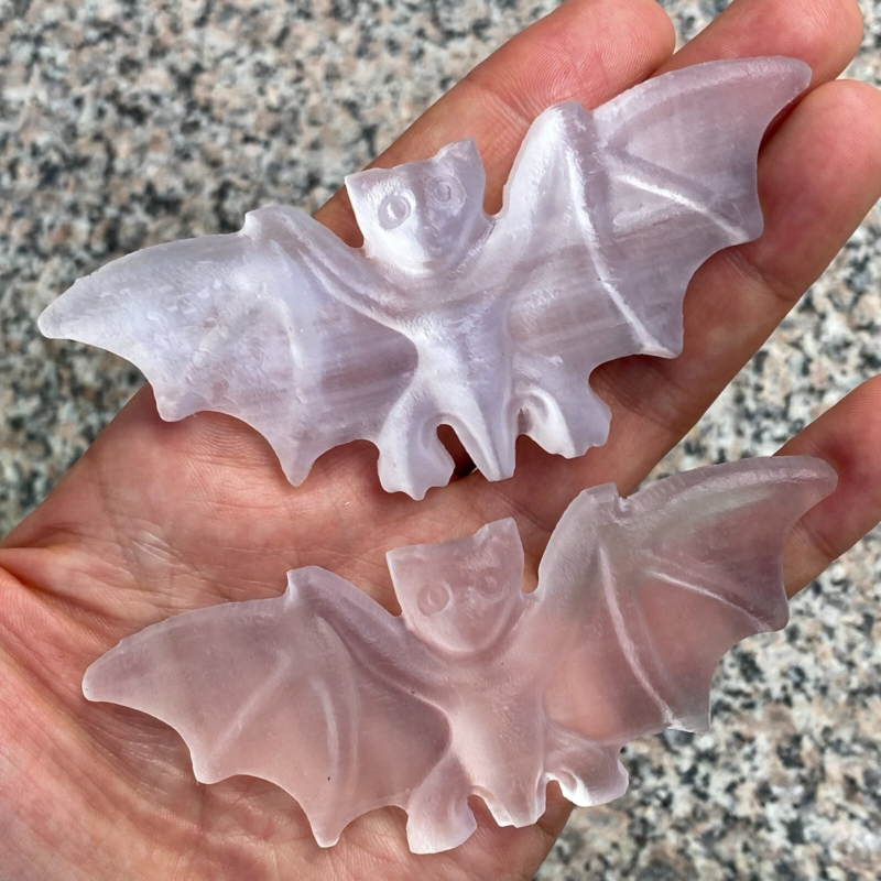 TOP 2.5”+ Natural Gypsum Selenite quartz bat hand carved crystal healing 1PC
