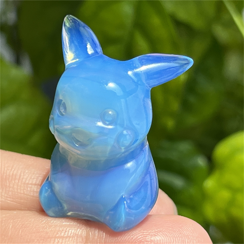 1.5" Natural quartz carved Pikachu skull Quartz crystal skull reiki healing