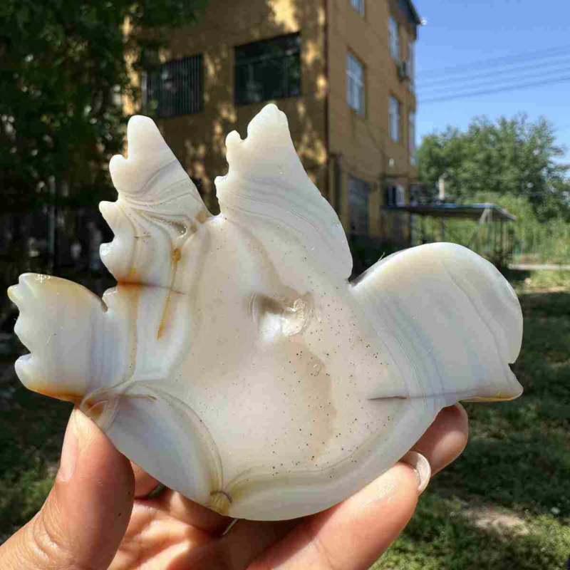 135g natural agate hand carved bird skull quartz crystal cluster reiki