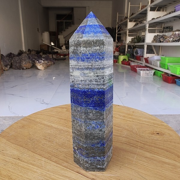655g Natural Rock Lapis Lazuli Quartz Crystal Stone Point Healing Wand Obelisk
