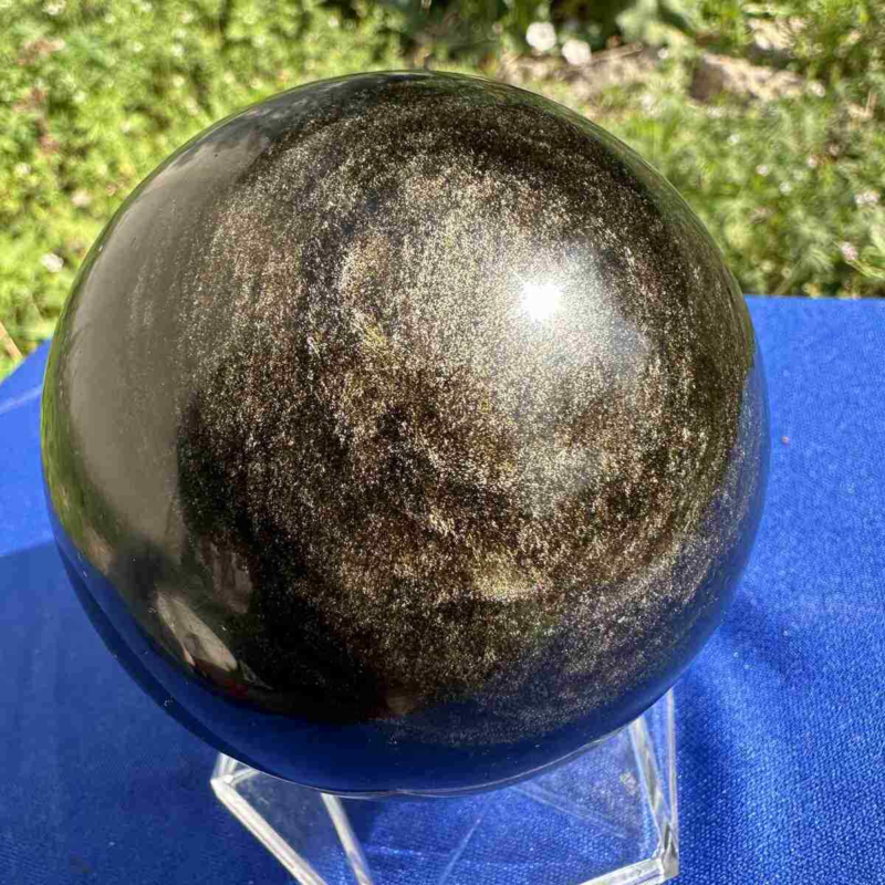 625g natural Gold obsidian sphere quartz crystal polished ball healingg