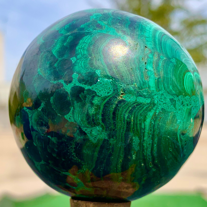 360G Natural malachite egg quartzcrystal energy ball reiki healing